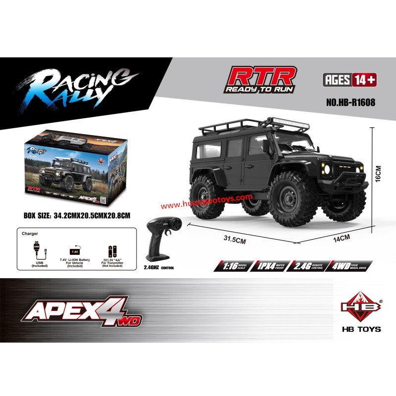 Huangbotoys HB-R1608 1/16 2.4G 4WD Full Scale Model Crawler Car